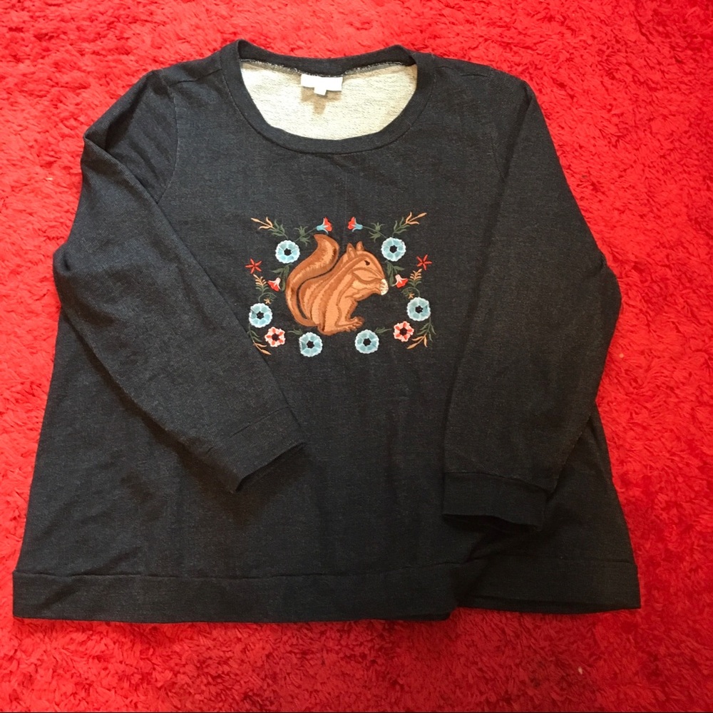 ModCloth Embroidered Squirrel Top